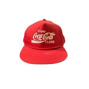 Vintage 90’s Enjoy Coca Cola Red Mesh Back Snapback Hat Cap Trucker